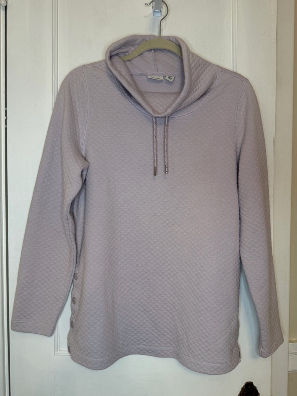 L.L. Bean Quilted Light Lilac Cowl Neck Sweater